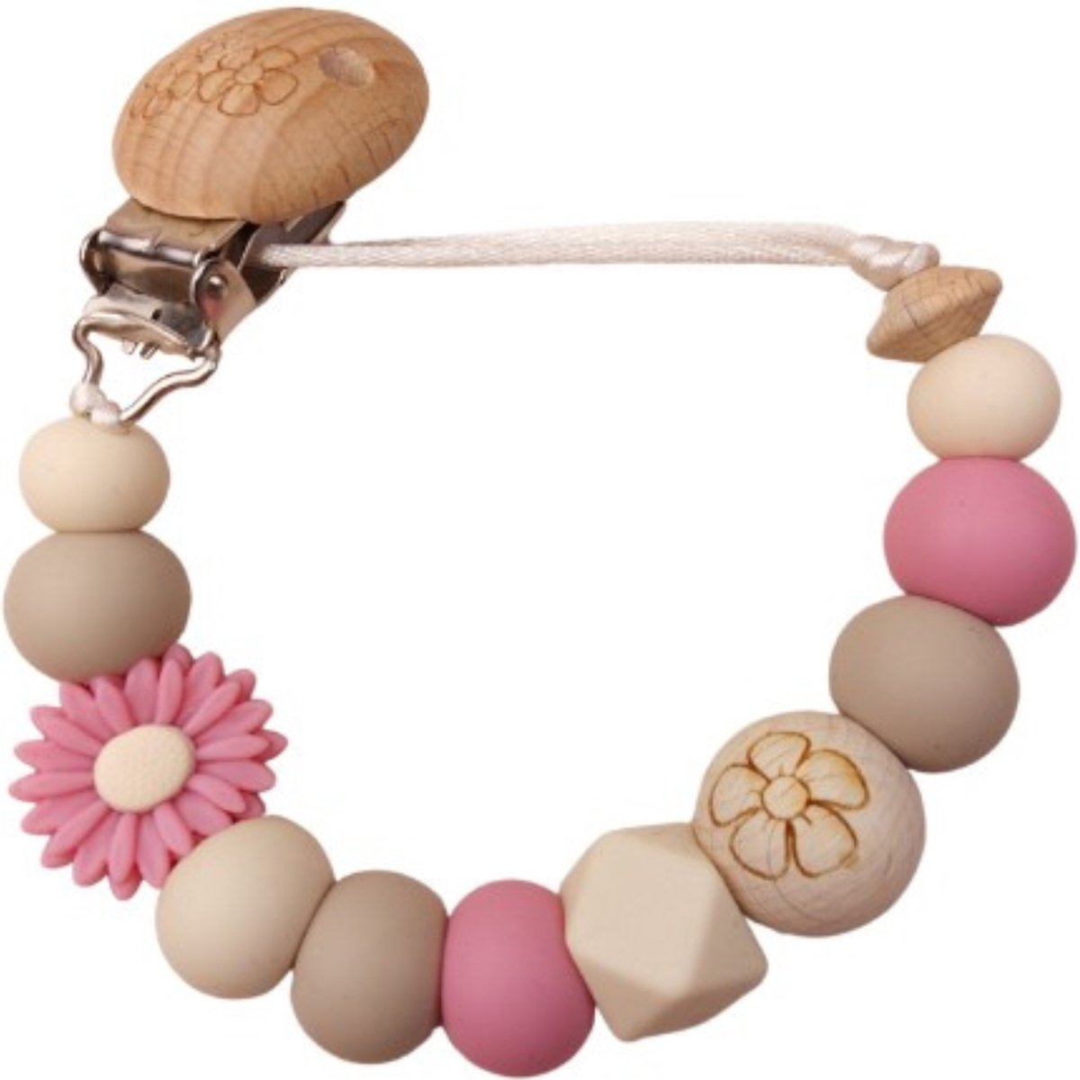 Goedkoopste Baby-kidsvilla, Siliconen speenkoord meisje Daisy Soft Cashmere, Uniek handgemaakt kraam cadeau