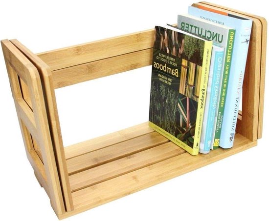Uitbreidbare & Verstelbare Boekenplank van Natuurlijk Bamboe met 2 Extra Planken rotating bookshelf
