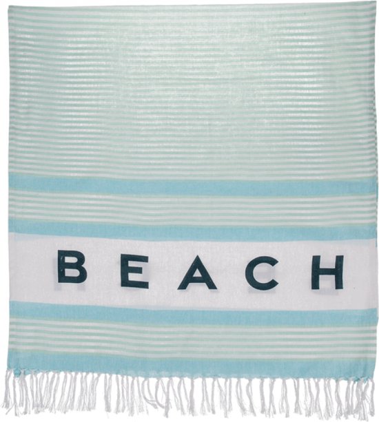 Hamamdoek - Wit Turkoois Blauw - Beach - Saunadoek - Hammamdoek - 80 x 170 cm