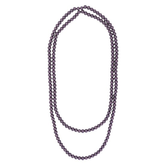 Behave - Glas Parel Ketting - Paars - 150 cm