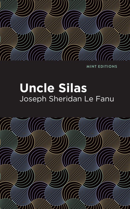 Boekcover 'Uncle Silas' met een patroon van overlappende, gekleurde schubben in blauw, groen, geel en bruin. Titel en auteur prominent vermeld.