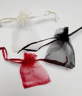 Organza zakjes - sieraden zakjes - cadeau zakjes - klein - 30 stuks - rood - creme - zwart - 5 x 7 cm
