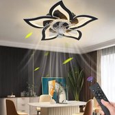 LuxiLamps - Lampe ventilateur 5 Lotus - Ventilateur de plafond - Zwart - Lampe Smart - Avec variateur - Ventilateur 3 modes - Lampe de Cuisine - Lampe de salon - Lampe moderne