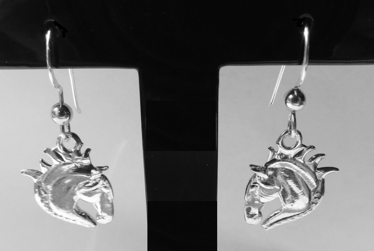 Hetty'S - Unieke - oorhangers - met paardenhoofd - echt zilver - maat 27 mm lang
