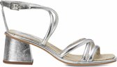Mangará Bromélia Dames sandalen Leder - 7cm Blokhak - Zilver - Maat 40