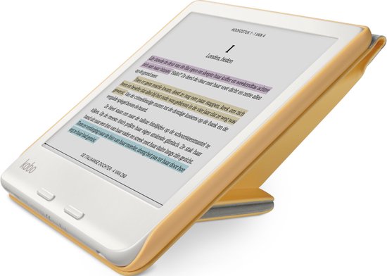 Kobo Libra Colour Hoes voor eReader - SleepCover - Geel - Ingebouwde standaard van Kobo — afbeelding 2