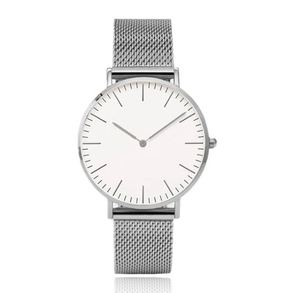 LGT JWLS Vintage Dameshorloge - Minimalistisch Quartz met Zilveren Band, Behuizing, Uuraanduiding en Wijzers, Witte Wijzerplaat