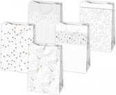 Geschenktassen - Wit Goud Zilver Design - Cadeau Tassen - Voordeel Set 5 Stuks
