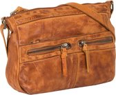 Justified Bags® Roma Leren Schoudertas Longshape Top Zip Cognac