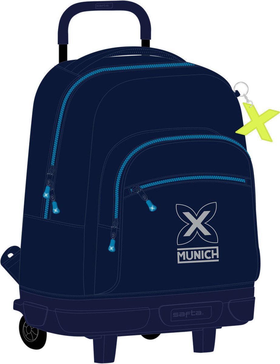 Chariot Pour Sac à Dos Scolaire Safta | Pliable Et Léger Avec Roues | Version Bleue