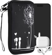 Etui kwmobile pour smartphones XL - 6.7/6.8" - Housse en néoprène - Design Dandelions Love - blanc / noir - dimensions intérieures 17,2 x 8,4 cm