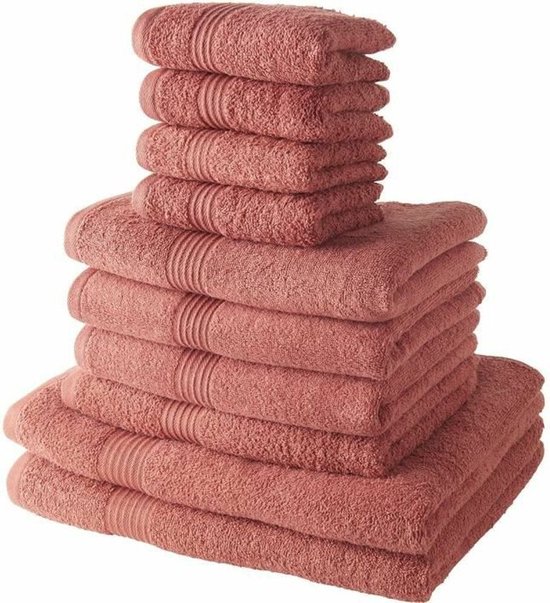 TODAY Set de 4 serviettes invité 30x50 cm + 4 serviettes de bain 50x100 cm + 2 serviettes de bain 70x130 cm 100% coton terracotta