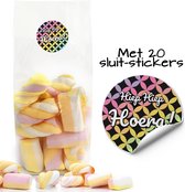 Uitdeelzakjes + sluitstickers - 20 stickers & 20 zakjes - cellofaanzakjes - Transparant - snoepzakjes - traktatie zakjes - uitdeelzakjes - Inpakzakjes - kinderfeestje - Glitter Disco