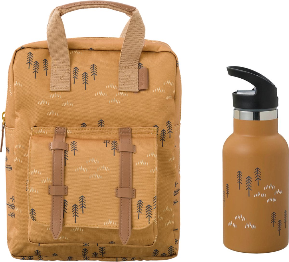 Fresk rugzak + drinkfles thermos Woods spruce yellow