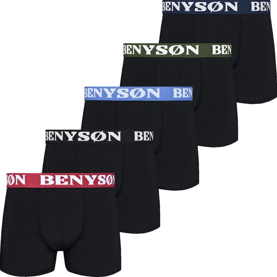Boxershort Heren | Benyson | 5 Pack | Katoen | | Zwart | | Ondergoed Heren | Onderbroeken Heren |