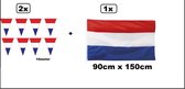 2x Ligne de drapeau Holland (3 couleurs) 10 mètres + Drapeau de Luxe Holland 90cmx 150cm - Fête à Thema Fête du Roi Festival du Voetbal Européen événement orange anniversaire