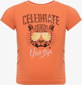 TwoDay meisjes T-shirt met tijgerkop oranje - Maat 98/104