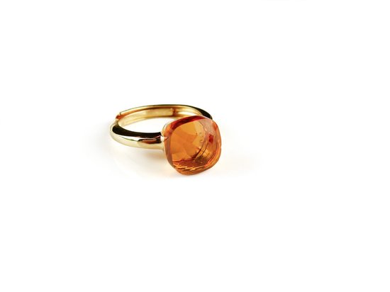 Ring in zilver geelgoud verguld model pomellato oranje steen