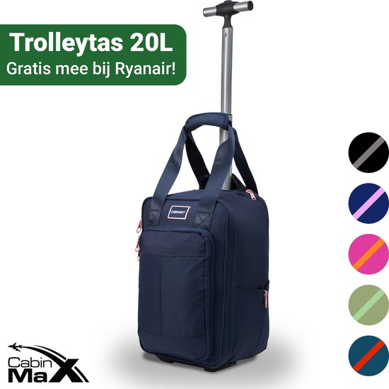 CabinMax Narvik Wieltas - Ryanair Reistas op Wielen - Handbagage 20L - 40x20x25cm - Blauw