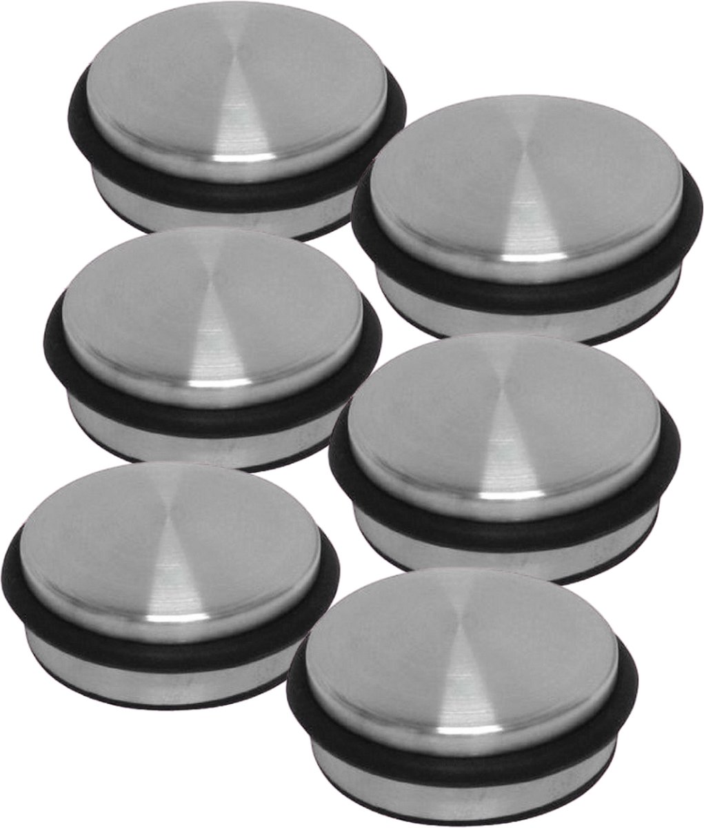 NORDIX Deurstop - 6 Stuks - Deurstopper - Deurstoppers voor Binnen - Deurbuffer - Deurvastzetter - Antislip - RVS - 10,5cm - ACERO