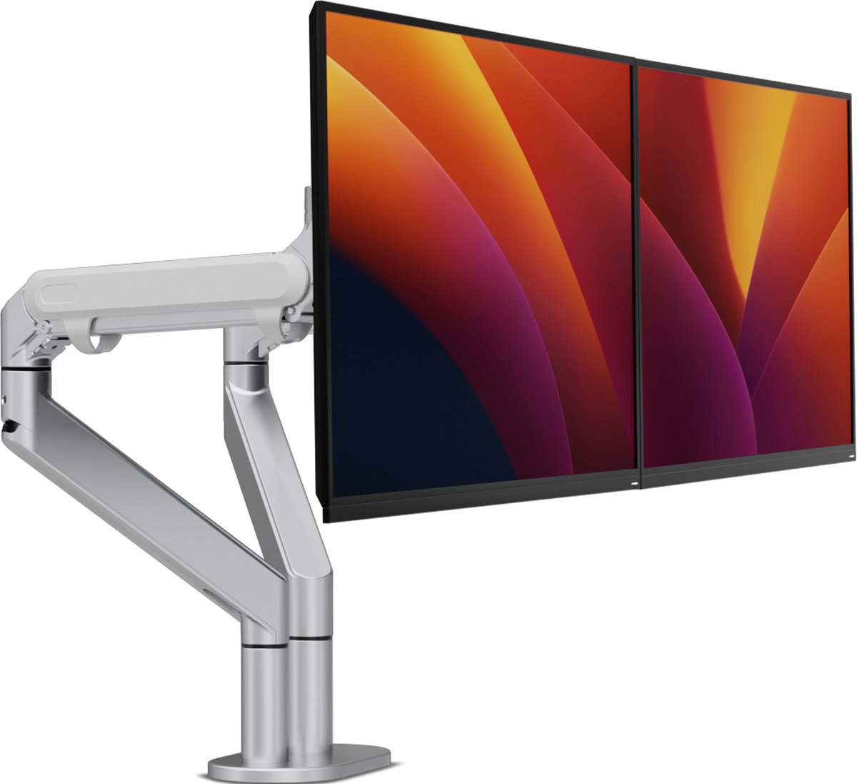 Alberenz® Dubbele Monitor Arm Zilver - Monitor Beugel met Gasveer - Monitorarm 2 schermen - Ergonomisch Ontwerp - Twee monitoren - Makkelijk Verstelbaar - Monitorbeugel thumbnail 4