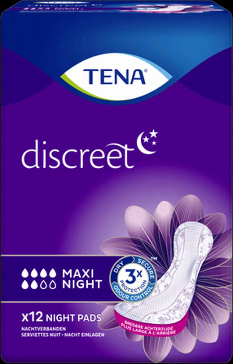 Goedkoopste Tena Discreet Maxi Night - 12 pakken van 12 stuks