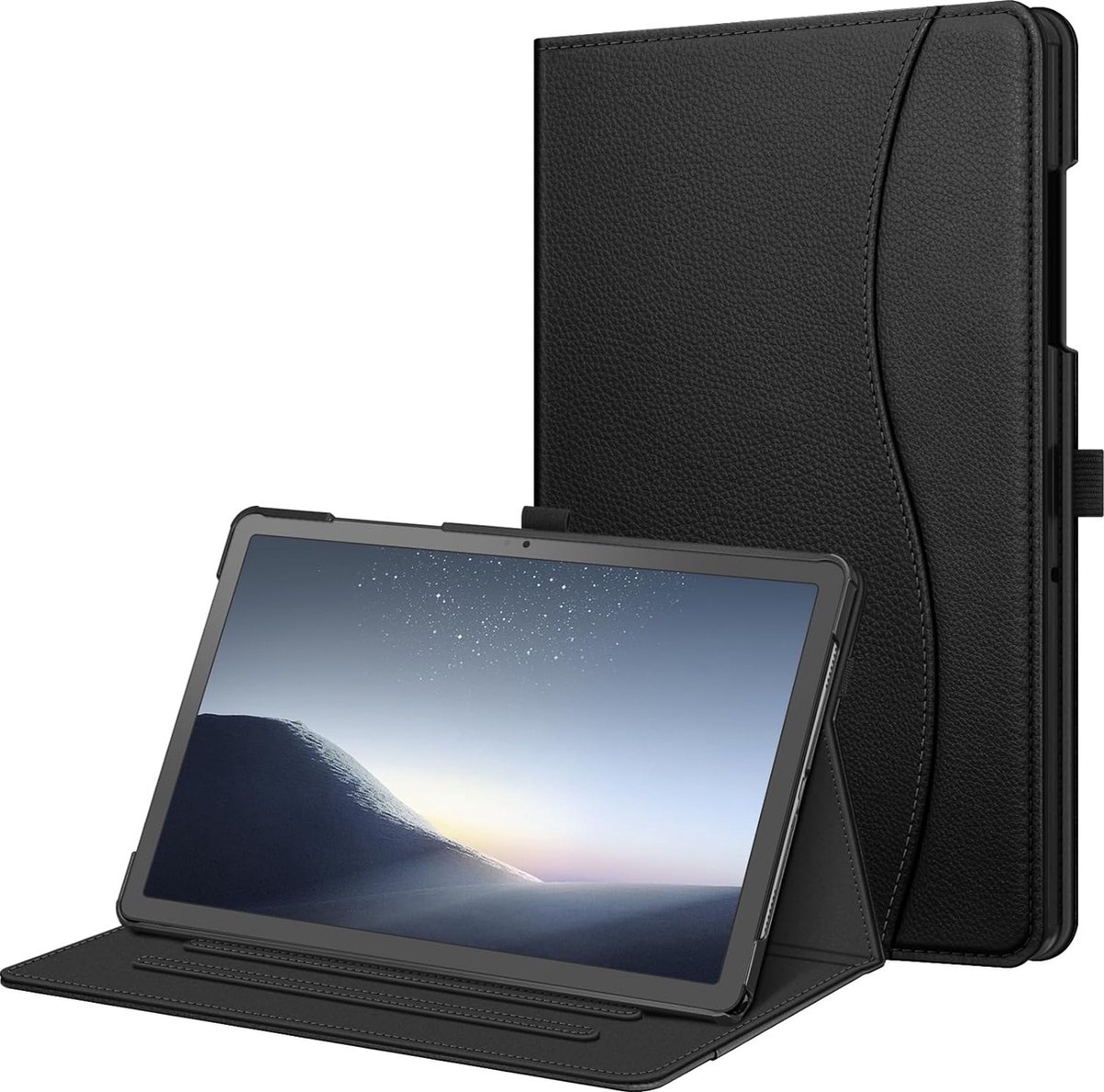Geschikt voor Samsung Galaxy Tab A9 Plus - Auto Sleep/Wake-functie - Documentenvak - Book Case Hoesje - Zwart