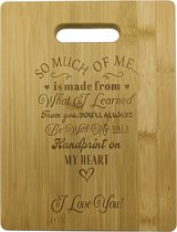 Bamboe Snij- & Serveerplank ‘Handprint on My Heart’ - Borrelplank-Een Uniek Cadeau voor Elke Gelegenheid-28*22cm