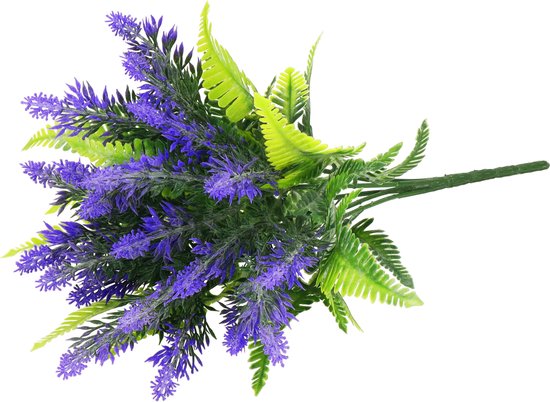 Springos Kunstplant - Kunstbloemen- Sierboeket - Takken - Lavendel - 32 cm