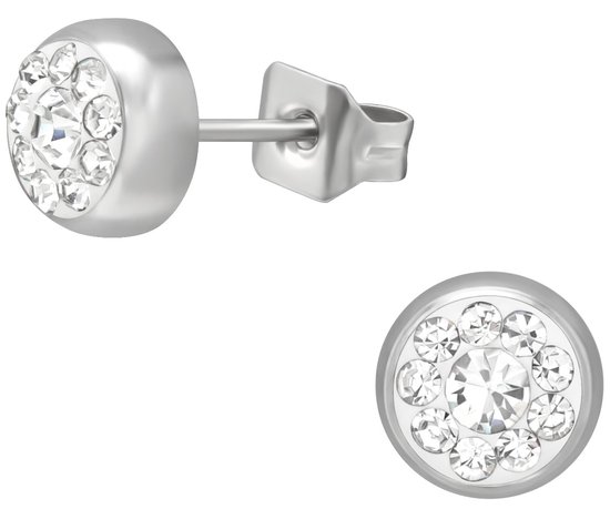CS Joy - oorbellen - Chirurgisch staal - 6.5 mm - oorknoppen - kristal
