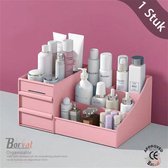 Borvat® - Make-up Organizer - Make-up Houder - Make-up opslag - Sieraden Bakje - Makkelijk te gebruiken - Dames - 28x17x13CM - Roze