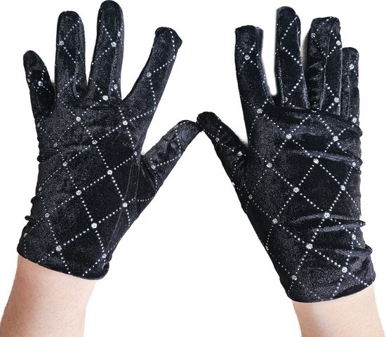 BamBella® - Handschoenen Zwart kant Kort Satijn Feest - dames -