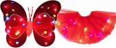 Ailes et jupe de papillon lumineuses / Tutu Mini - Set - Rouge - Avec Siècle des Lumières coloré