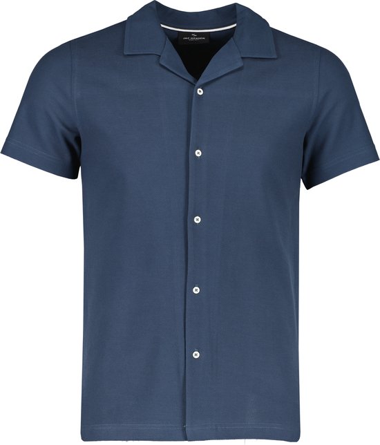 Baxboy Elastisch slim fit overhemd voor vrije tijd business bruiloft - pure kleur kentkraag lange mouwen contrast herenhemd B-508, wit, L