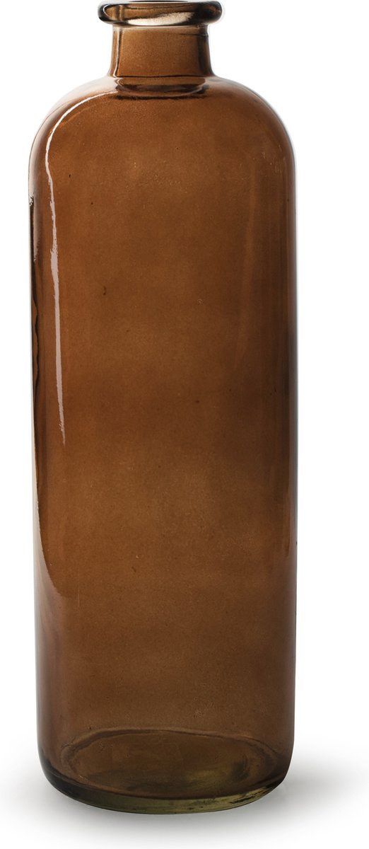 Jodeco Bloemenvaas Jardin - transparant bruin glas - D11 x H33 cm - flesvaas