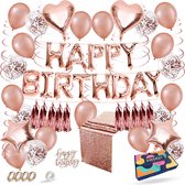 Fissaly® 66 Pièces Décoration Anniversaire Or Rose avec Ballons - Fête - Rose - Hélium