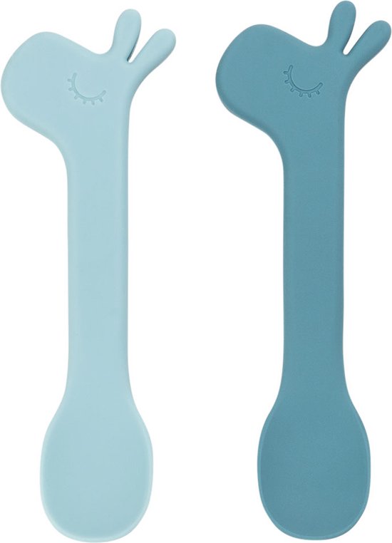silicone spoon 2-pack - lalee - blue- done by deer- bestek
