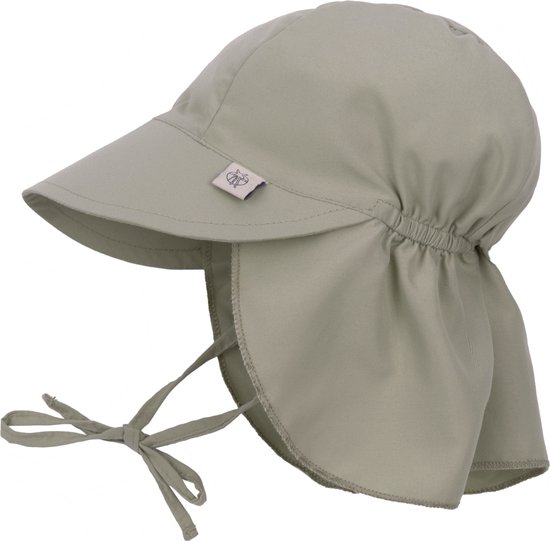 Lässig - Chapeau rabattable anti-UV avec protection du cou pour enfants - Olive - taille S (43-45cm)