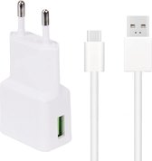 Snellaad Oplader - Snellader Geschikt voor Samsung Telefoon en Tablet - USB C naar USB A - 1 Meter - Oplaadkabel - USB C Adapter - 15W Vermogen - Incl. USB C Kabel - Adaptive Fast Charger - Stekkerblok - Wit