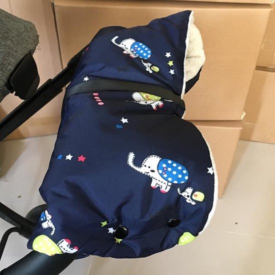 Allernieuwste.nl® Kinderwagen Handschoenen Handwarmer Buggy - Wollen Binnenzijde - Winddicht - Waterdicht - Gants de Poussette - Warme Handen Wanten - 2-in-1 - Olifantjes van Allernieuwste.nl® — afbeelding 3