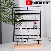 Allernieuwste.nl® Draaiend Oorbellenrekje Sieradenrekje Oorbellen Display Sieraden Organizer - 80 oorbellen HOUTEN VOET - Draaibaar ROTEREND - Kleur Zwart