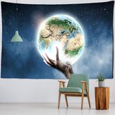 Allernieuwste® Save The Earth Wandkleed Groot Wandtapijt Wanddecoratie Muurkleed Tapestry - Red Onze Wereld - Kleur - 150 x 130 cm