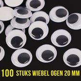 Allernieuwste.nl® 100 pièces Yeux mobiles 20 mm - Yeux mobiles auto-adhésifs mobiles 2 cm - Yeux créatifs artisanaux 20 mm
