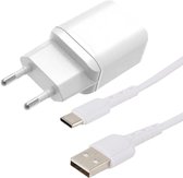 Adapter USB - Oplader Geschikt voor Samsung Telefoon en Tablet - USB C naar USB A - PVC Materiaal - 1 Meter - Oplaadkabel - 12W Vermogen - Adaptive Fast Charger - Incl. USB C Kabel - Stekkerblok - Wit