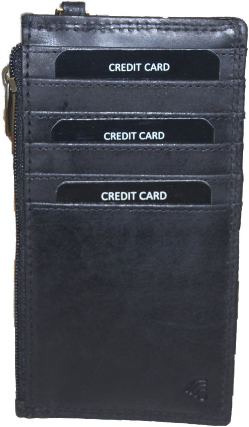 Creditcardmapje lang met rits 560 zwart