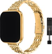 Bracelet en métal fin Innerlight® adapté pour Apple Watch - Or - 44 mm - Bracelet à maillons en acier inoxydable - Bracelet de montre en acier inoxydable - Acier inoxydable - Bracelet de montre - Convient pour Apple Watch Series 1/2/3/4/5/6 /SE /7/8