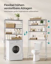 Premium Home Metaal Wasmachine rek - Wasmachine rek met opbergruimte en haken- verstelbare planken - Toilet kast - Zilver - 30 x 83 x 176 cm