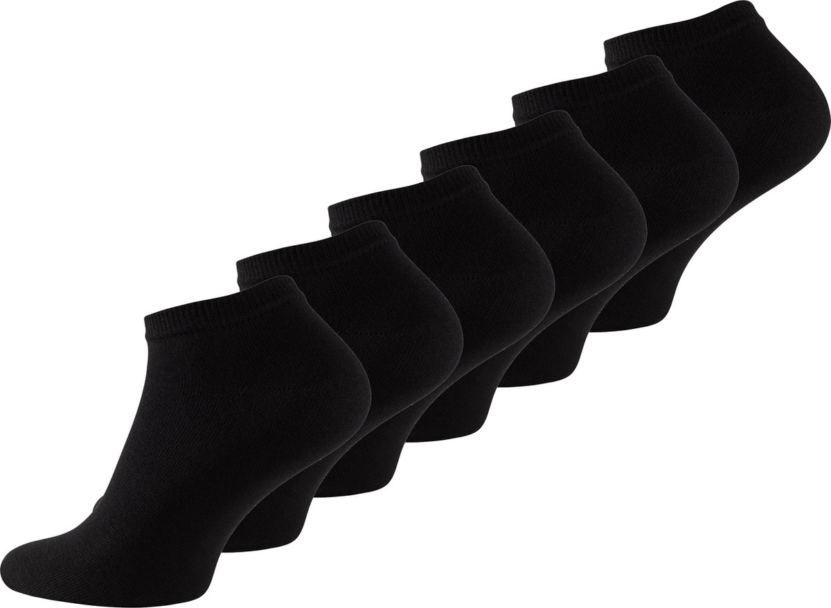 BAMBOE Enkelsokken Heren, Sneakersokken, Unisex, 6 paar - Zwart 40/45
