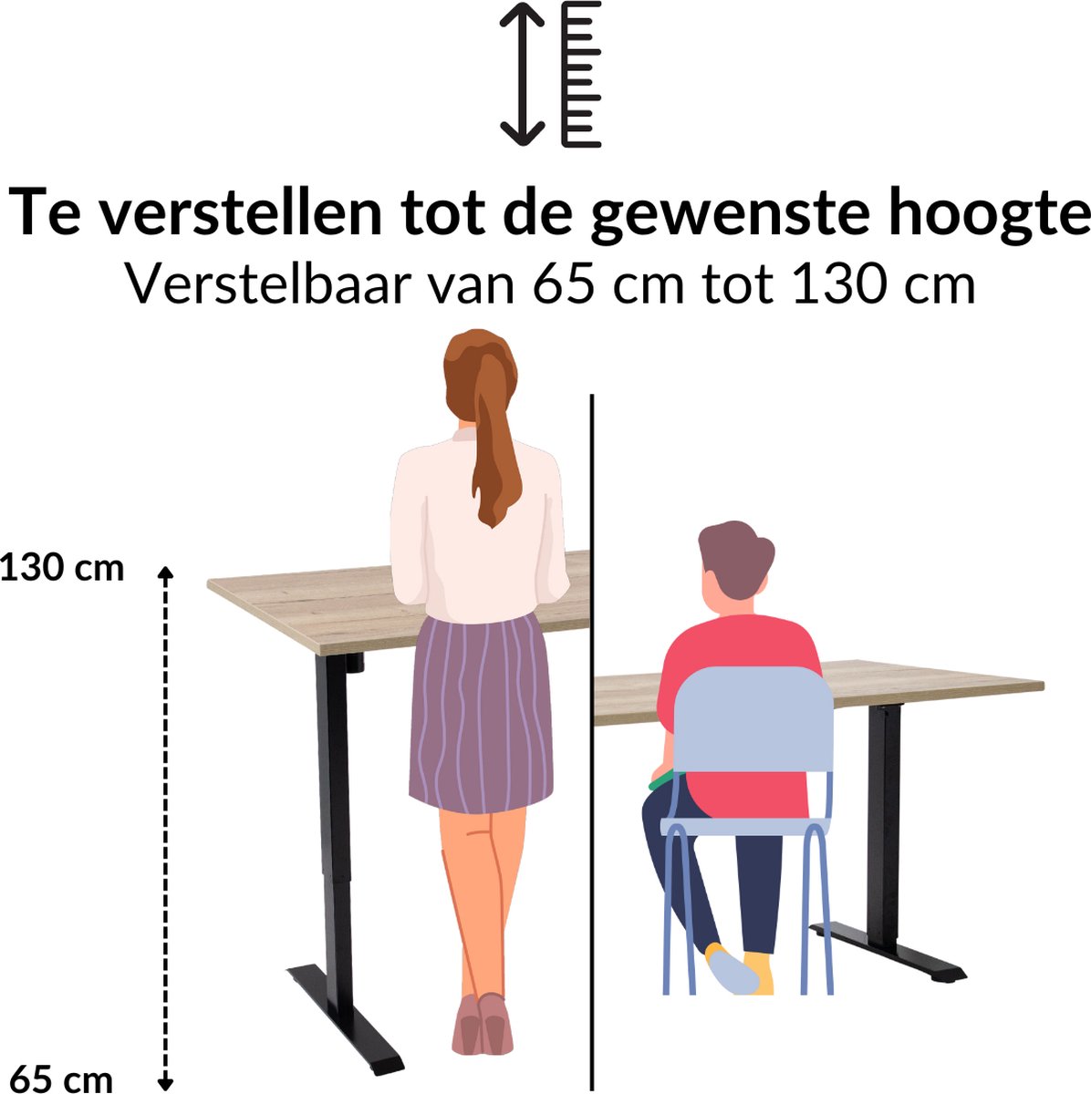 Multi Ratio Zit-sta bureau elektrisch verstelbaar - 130 cm hoog thumbnail 2