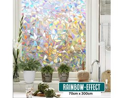 Homewell Raamfolie HR++ 70x300cm - Zonwerend & Isolerend - Statisch Zelfklevende Plakfolie - Glas in Lood - Regenboog Scherven